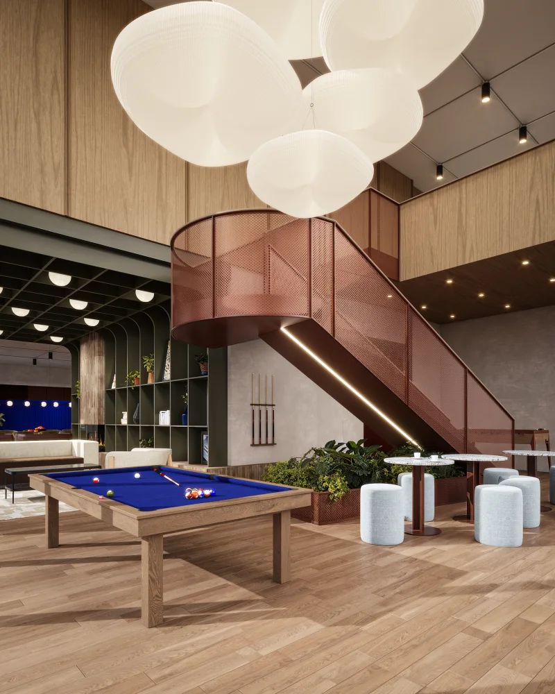 Escalier signature et table de billard